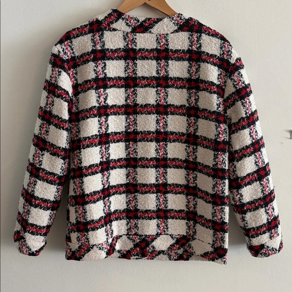 English Factory Plaid Relaxed Tweed Blazer Jacket Women’s Size XS - Picture 2 of 8